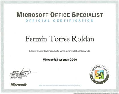 Microsoft Office Specialist — Excel 2000